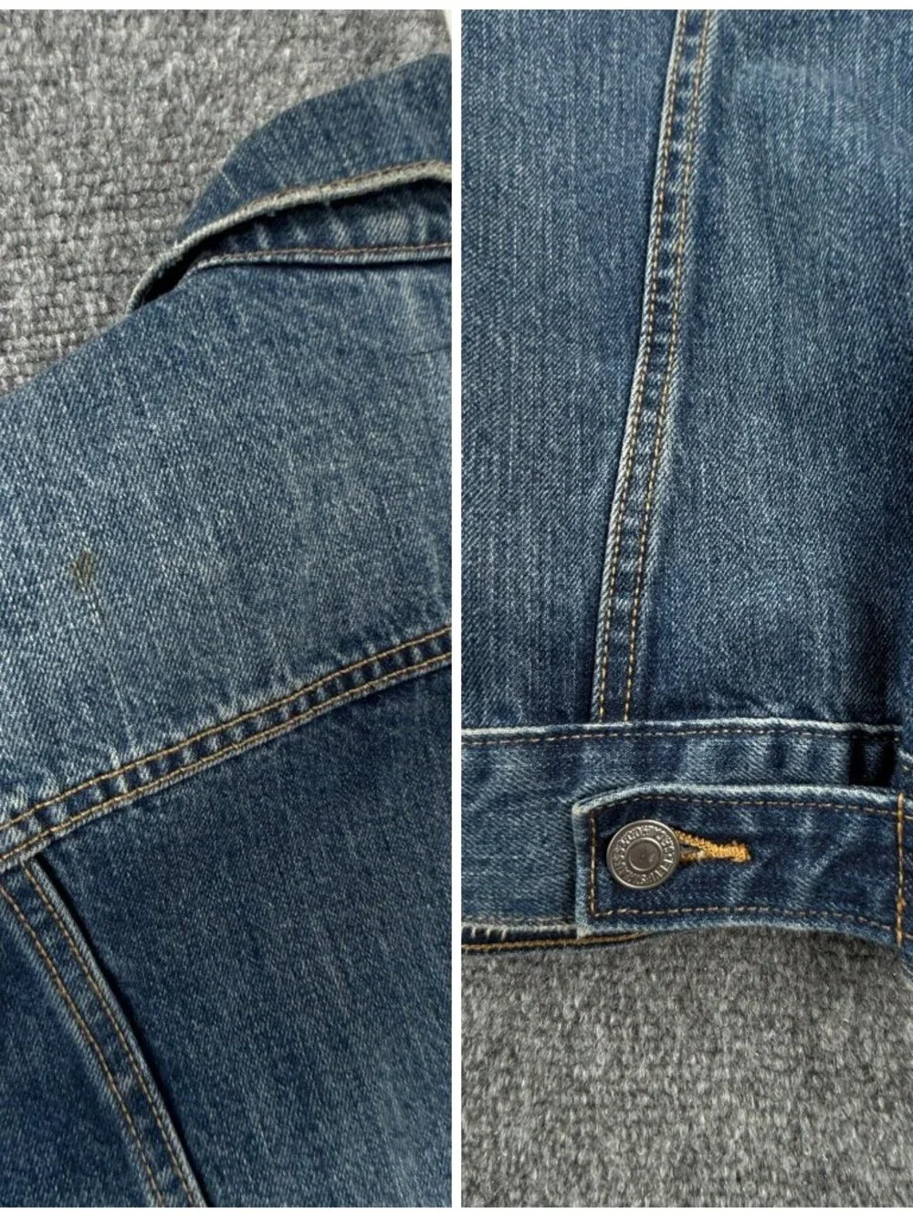 Levi’s Denim Trucker Jacket Blue Button Up Small Adult Biker Red Tab Cotton